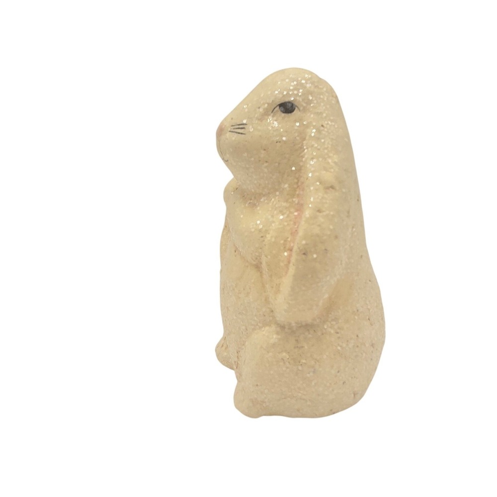 Teena Flanner Midwest Cannon Falls Glitter‎ Bunny Rabbit Figurine 2003 Cream